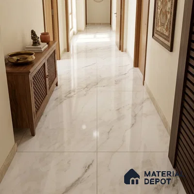 Marble Look Floor & Wall Tile TL 08090 B Calacatta Michael Endless 6 ft x 4 ft Vitrified Glossy Finish - 9 mm | Adhesive and Spacers Must be Used During Installation