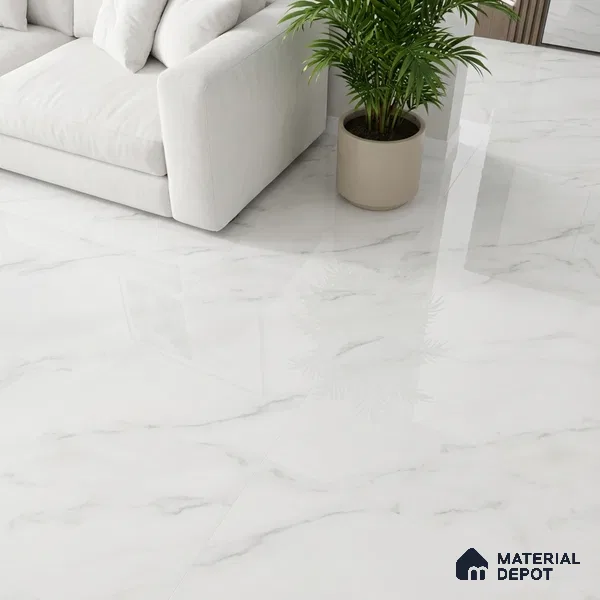 Marble Look Floor & Wall Tile TL 08090 Calacatta Michael 4 ft x 2 ft Vitrified Glossy Finish - 9 mm