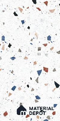 Terrazzo Floor & Wall Tile TL 08094 CV Classic Chips White 4 ft x 2 ft Vitrified Matte Finish - 9 mm