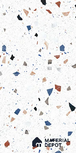 Terrazzo Floor & Wall Tile TL 08094 CV Classic Chips White 4 ft x 2 ft Vitrified Matte Finish - 9 mm