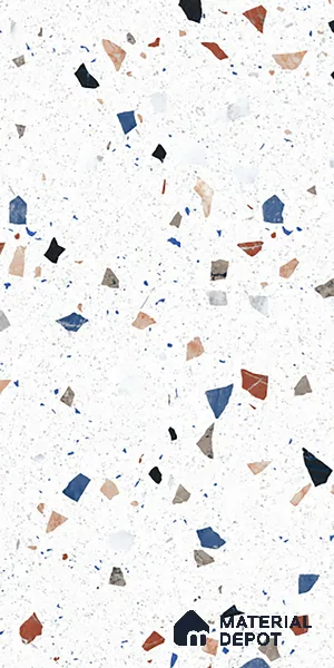 Terrazzo Floor & Wall Tile TL 08094 CV Classic Chips White 4 ft x 2 ft Vitrified Matte Finish - 9 mm