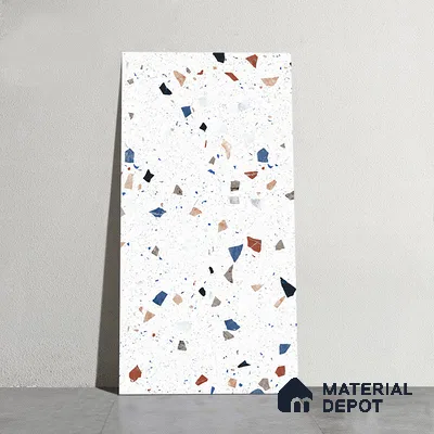 Terrazzo Floor & Wall Tile TL 08094 CV Classic Chips White 4 ft x 2 ft Vitrified Matte Finish - 9 mm