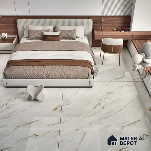 TL 08097 B Lorex white 6 ft x 4 ft Glossy Finish Endless PGVT Vitrified Tile - 15 mm (Random 4) | Adhesive and Spacers Must be Used During Installation