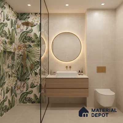 Tropical Wall Tile TL 08098 B Miles Bianco Decor 01 A 4 ft x 2 ft Vitrified Matte Finish - 9 mm (Sample)