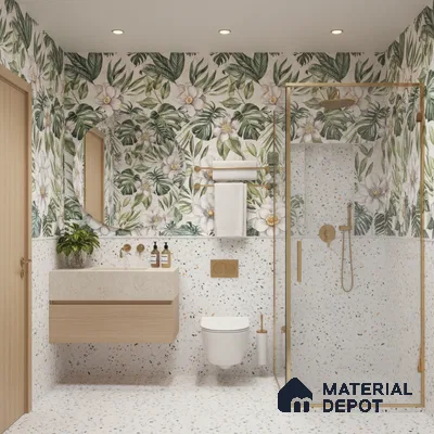 Tropical Wall Tile TL 08098 C Miles Bianco Decor 01 B 4 ft x 2 ft Vitrified Matte Finish - 9 mm | Suitable for Bathroom, Accent/Feature Wall, Foyer