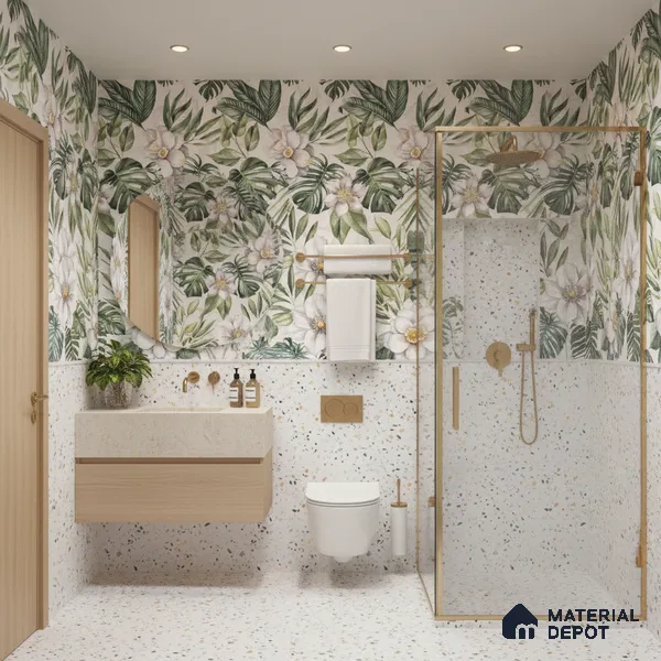 Tropical Wall Tile TL 08098 C Miles Bianco Decor 01 B 4 ft x 2 ft Vitrified Matte Finish - 9 mm | Suitable for Bathroom, Accent/Feature Wall, Foyer