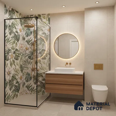 Tropical Wall Tile TL 08098 C Miles Bianco Decor 01 B 4 ft x 2 ft Vitrified Matte Finish - 9 mm | Suitable for Bathroom, Accent/Feature Wall, Foyer