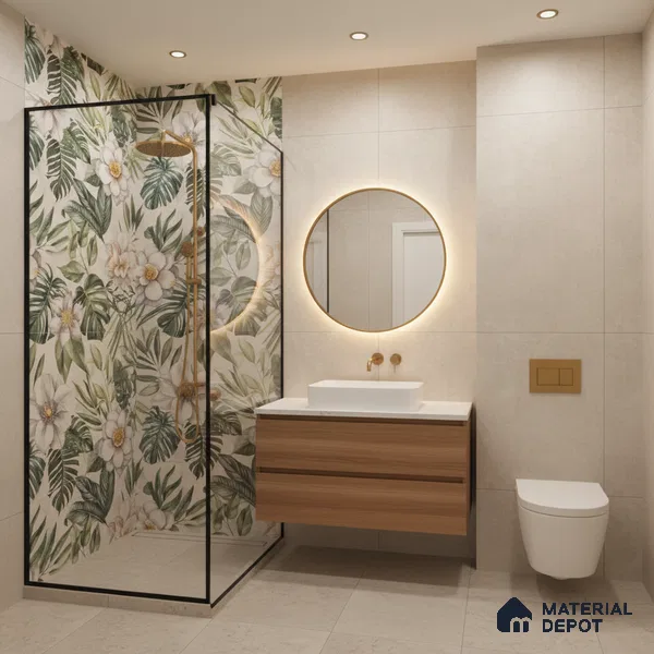 Tropical Wall Tile TL 08098 C Miles Bianco Decor 01 B 4 ft x 2 ft Vitrified Matte Finish - 9 mm | Suitable for Bathroom, Accent/Feature Wall, Foyer