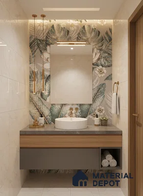 Tropical Wall Tile TL 08099 B Miles Verde Decor A 4 ft x 2 ft Vitrified Matte Finish - 9 mm | Suitable for Bathroom, Accent/Feature Wall, Foyer