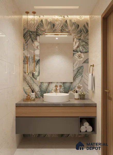 Tropical Wall Tile TL 08099 B Miles Verde Decor A 4 ft x 2 ft Vitrified Matte Finish - 9 mm | Suitable for Bathroom, Accent/Feature Wall, Foyer