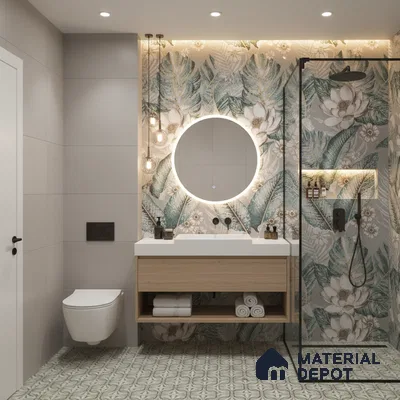 Tropical Wall Tile TL 08099 B Miles Verde Decor A 4 ft x 2 ft Vitrified Matte Finish - 9 mm | Suitable for Bathroom, Accent/Feature Wall, Foyer