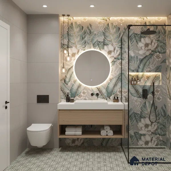 Tropical Wall Tile TL 08099 B Miles Verde Decor A 4 ft x 2 ft Vitrified Matte Finish - 9 mm | Suitable for Bathroom, Accent/Feature Wall, Foyer