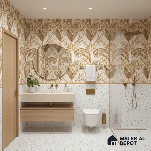 Tropical Wall Tile TL 08102 B Syria Gold Decor Endless 4 ft x 2 ft Vitrified Matte Finish - 9 mm | Random 4