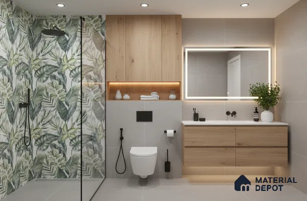 Tropical Wall Tile TL 08105 B Syria Olive Decor Endless 4 ft x 2 ft Vitrified Matte Finish - 9 mm | 4 Random Design | Suitable for Bathroom, Accent/Feature Wall, Foyer
