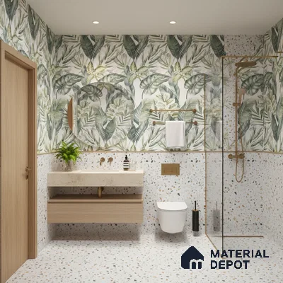 Tropical Wall Tile TL 08105 B Syria Olive Decor Endless 4 ft x 2 ft Vitrified Matte Finish - 9 mm | 4 Random Design | Suitable for Bathroom, Accent/Feature Wall, Foyer