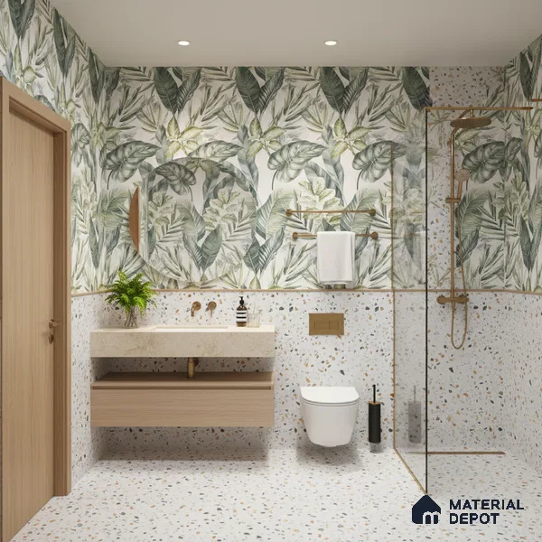 Tropical Wall Tile TL 08105 B Syria Olive Decor Endless 4 ft x 2 ft Vitrified Matte Finish - 9 mm | 4 Random Design | Suitable for Bathroom, Accent/Feature Wall, Foyer