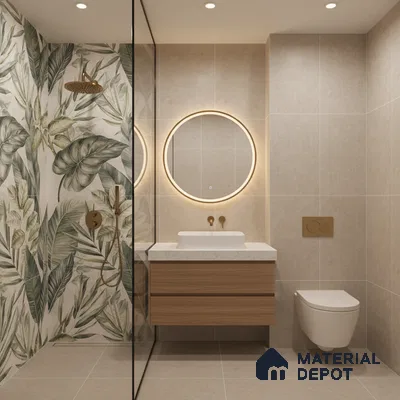 Tropical Wall Tile TL 08105 B Syria Olive Decor Endless 4 ft x 2 ft Vitrified Matte Finish - 9 mm | 4 Random Design | Suitable for Bathroom, Accent/Feature Wall, Foyer