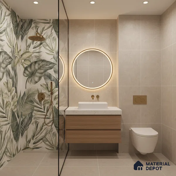 Tropical Wall Tile TL 08105 B Syria Olive Decor Endless 4 ft x 2 ft Vitrified Matte Finish - 9 mm | 4 Random Design | Suitable for Bathroom, Accent/Feature Wall, Foyer