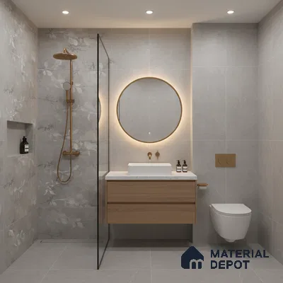 Tropical Wall Tile TL 08107 B Wilton Grey Decor Endless 4 ft x 2 ft Vitrified Matte Finish - 9 mm | 3 Random Design | Suitable for Bathroom, Accent/Feature Wall, Bedroom