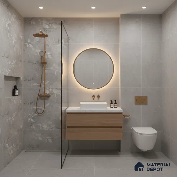 Tropical Wall Tile TL 08107 B Wilton Grey Decor Endless 4 ft x 2 ft Vitrified Matte Finish - 9 mm | 3 Random Design | Suitable for Bathroom, Accent/Feature Wall, Bedroom