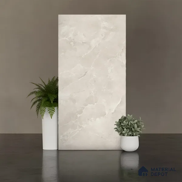 Marble Endless Crema Marfil Wall & Floor Tile TL 08110 Mushroom Beige 4 ft x 2 ft Matte Finish Vitrified Tile - 9 mm | 6 Random Designs | Suitable For Living Room, Bedroom, Kitchen