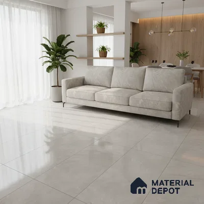 Marble Look Floor & Wall Tile TL 08113 Lublin Blanco 4 ft x 2 ft Vitrified Glossy Finish - 9 mm | Random 6