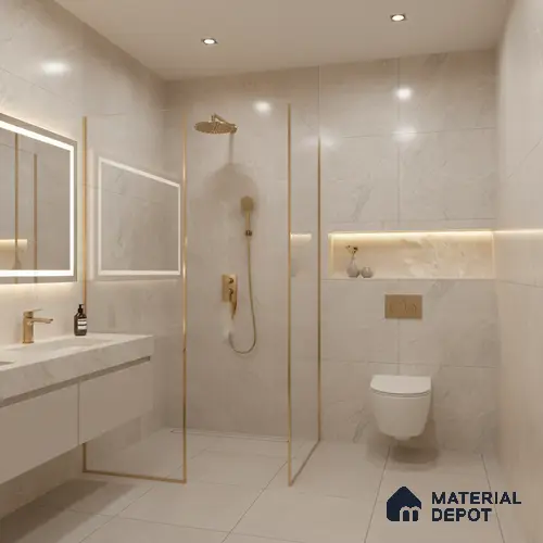 Marble Look Floor & Wall Tile TL 08114 Lublin Beige 4 ft x 2 ft Vitrified Glossy Finish - 9 mm | Random 6