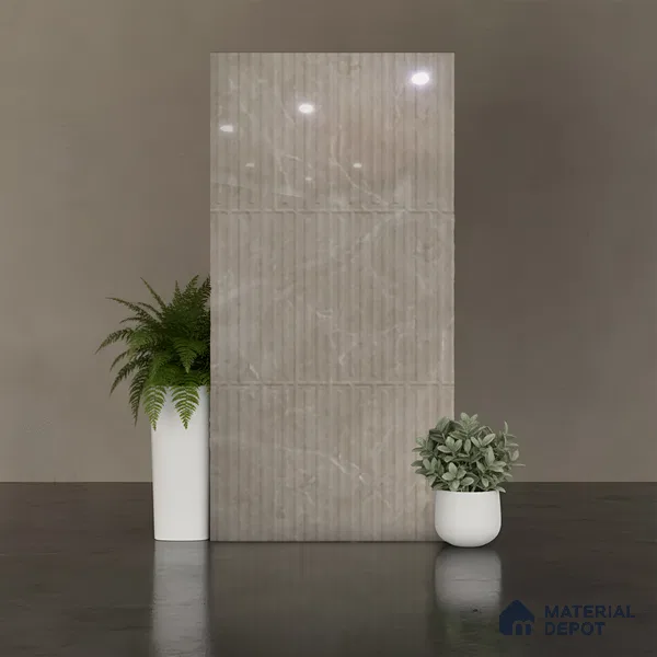Punch Look Wall Tile TL 08115 B Lublin Taupe Decor 4 ft x 2 ft Vitrified Glossy Finish - 9 mm | Random 6