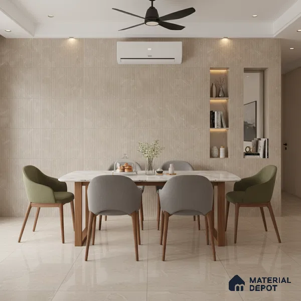 Punch Look Wall Tile TL 08115 B Lublin Taupe Decor 4 ft x 2 ft Vitrified Glossy Finish - 9 mm | Random 6