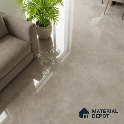 Marble Look Floor & Wall Tile TL 08115 Lublin Taupe 4 ft x 2 ft Vitrified Glossy Finish - 9 mm | Random 6