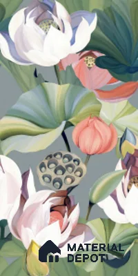 Floral Look Wall Tile TL 08116 SG Lotus Flower Decor 4 ft x 2 ft Vitrified Matte Finish - 9 mm | Random 2 | Suitable for Bathroom, Accent/Feature Wall, Dining Area