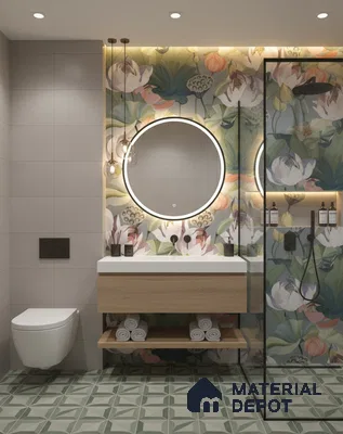 Floral Look Wall Tile TL 08116 SG Lotus Flower Decor 4 ft x 2 ft Vitrified Matte Finish - 9 mm | Random 2 (Sample)