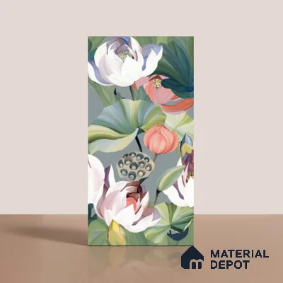 Floral Look Wall Tile TL 08116 SG Lotus Flower Decor 4 ft x 2 ft Vitrified Matte Finish - 9 mm | Random 2 | Suitable for Bathroom, Accent/Feature Wall, Dining Area