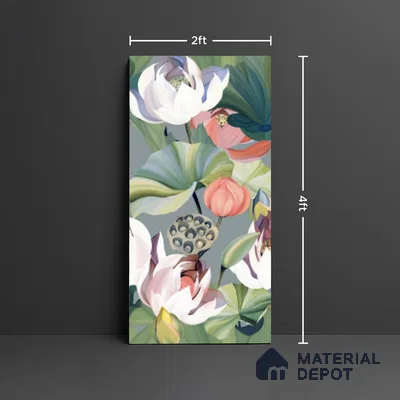 Floral Look Wall Tile TL 08116 SG Lotus Flower Decor 4 ft x 2 ft Vitrified Matte Finish - 9 mm | Random 2 | Suitable for Bathroom, Accent/Feature Wall, Dining Area