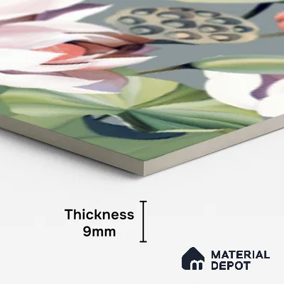 Floral Look Wall Tile TL 08116 SG Lotus Flower Decor 4 ft x 2 ft Vitrified Matte Finish - 9 mm | Random 2 | Suitable for Bathroom, Accent/Feature Wall, Dining Area