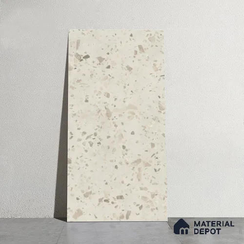 Terrazzo Floor & Wall Tile TL 08117 SG Peperino Blanco 4 ft x 2 ft Vitrified Matte Finish - 9 mm | Random 4
