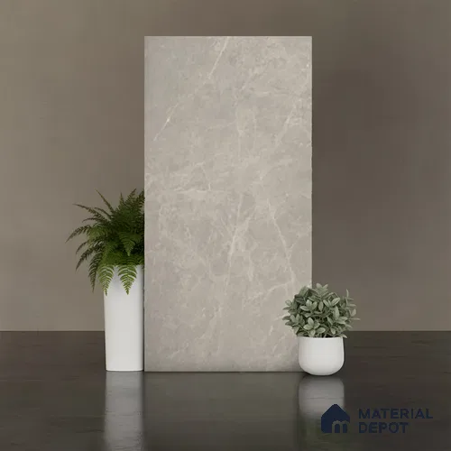 Marble Wall & Floor Tile TL 08123 Grey 4 ft x 2 ft Matte Finish Vitrified Tile - 9 mm | 4 Random Designs | Suitable For Living Room, Bedroom, Kitchen