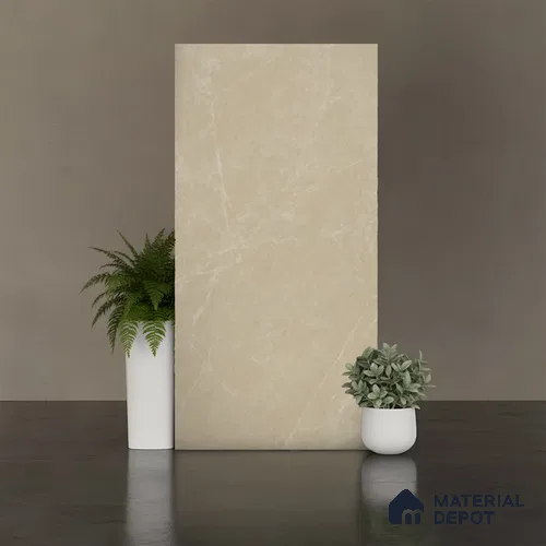 Marble Wall & Floor Tile TL 08124 Beige 4 ft x 2 ft Matte Finish Vitrified Tile - 9 mm | 4 Random Designs | Suitable For Living Room, Bedroom, Kitchen