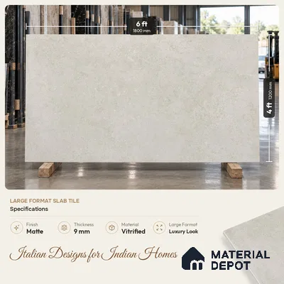 Stone Look Floor & Wall Tile TL 08125 E Jackstone Camel 6 ft x 4 ft Vitrified Matte Finish - 9 mm | Random 12 | Adhesive and Spacers Must be Used During Installation