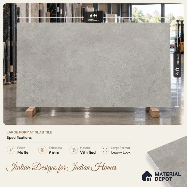Stone Look Floor & Wall Tile TL 08125 F Jackstone Amber 6 ft x 4 ft Vitrified Matte Finish - 9 mm | Random 12 | Adhesive and Spacers Must be Used During Installation