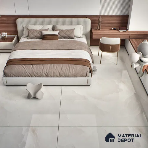 Marble Look Floor & Wall Tile TL 08128 C Jennifer Bianco 6 ft x 4 ft Vitrified Glossy Finish - 9 mm | Random 12 | Adhesive and Spacers Must be Used During Installation
