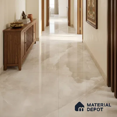 Marble Onyx Wall & Floor Tile TL 08128 C Ivory Pearl 6 ft x 4 ft Glossy Finish Vitrified Tile - 9 mm | 12 Random Designs | Suitable For Living Room, Bedroom, Bathroom | Adhesive and Spacers Must be Used During Installation