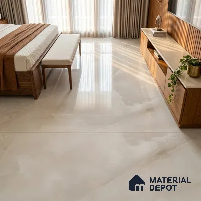 Marble Onyx Wall & Floor Tile TL 08128 C Ivory Pearl 6 ft x 4 ft Glossy Finish Vitrified Tile - 9 mm | 12 Random Designs | Suitable For Living Room, Bedroom, Bathroom | Adhesive and Spacers Must be Used During Installation