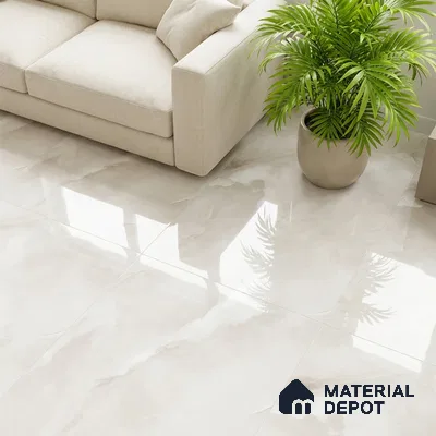 Marble Look Floor & Wall Tile TL 08128 Jennifer Bianco 4 ft x 2 ft Vitrified Glossy Finish - 9 mm | Random 12