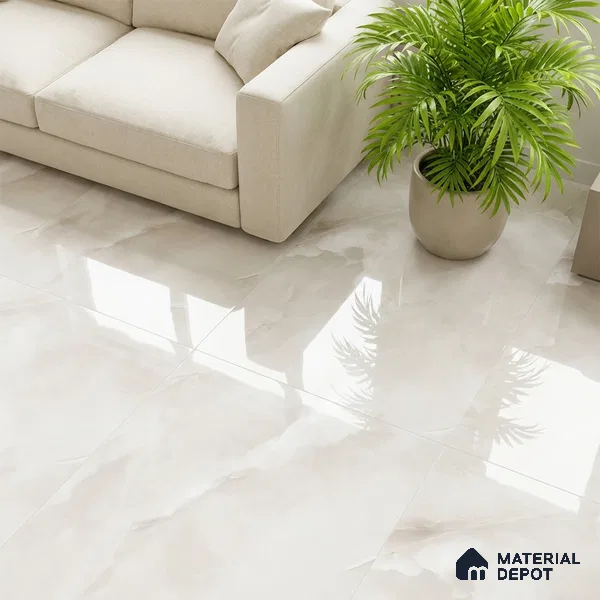 Marble Look Floor & Wall Tile TL 08128 Jennifer Bianco 4 ft x 2 ft Vitrified Glossy Finish - 9 mm | Random 12