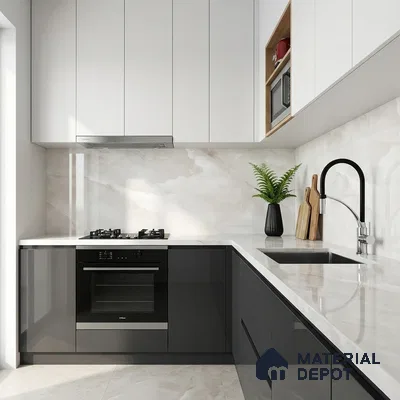 Marble Look Floor & Wall Tile TL 08128 Jennifer Bianco 4 ft x 2 ft Vitrified Glossy Finish - 9 mm | Random 12
