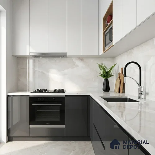Marble Look Floor & Wall Tile TL 08128 Jennifer Bianco 4 ft x 2 ft Vitrified Glossy Finish - 9 mm | Random 12