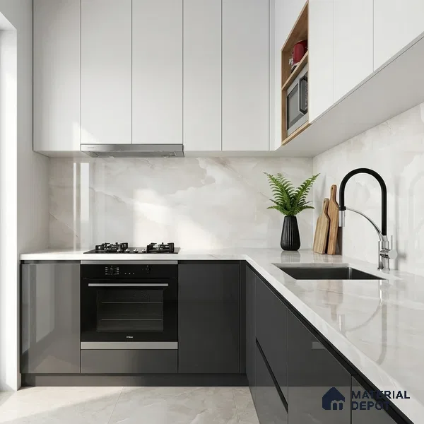 Marble Look Floor & Wall Tile TL 08128 Jennifer Bianco 4 ft x 2 ft Vitrified Glossy Finish - 9 mm | Random 12