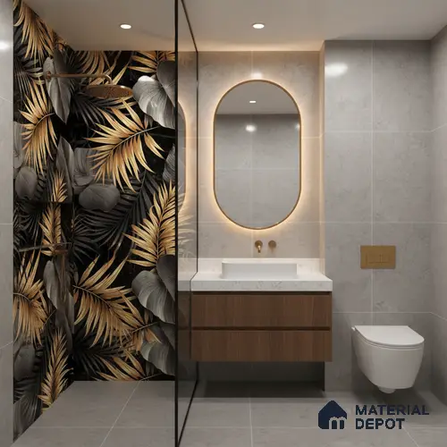 Tropical Wall Tile TL 08129 Monzon Black Decor A 4 ft x 2 ft Vitrified Glossy Finish - 9 mm | Random 2