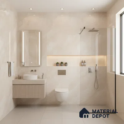 Marble Look Floor & Wall Tile TL 08132 Sajalin Crema 4 ft x 2 ft Vitrified Glossy Finish - 9 mm | Random 6